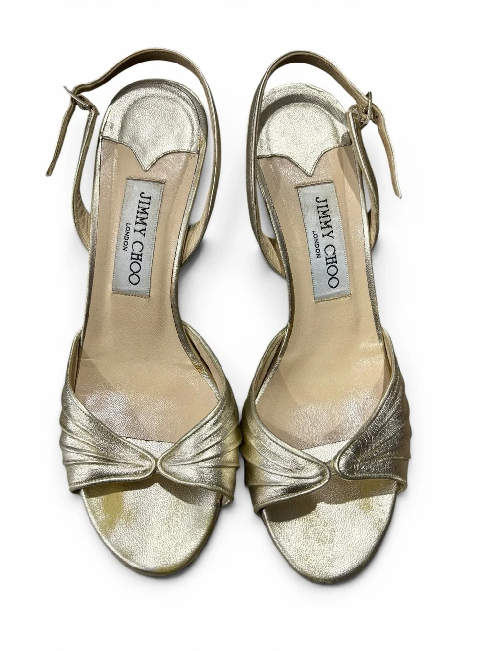 Jimmy Choo Gold Metallic Ankle Strap Heels Size Women’s 38 / 8